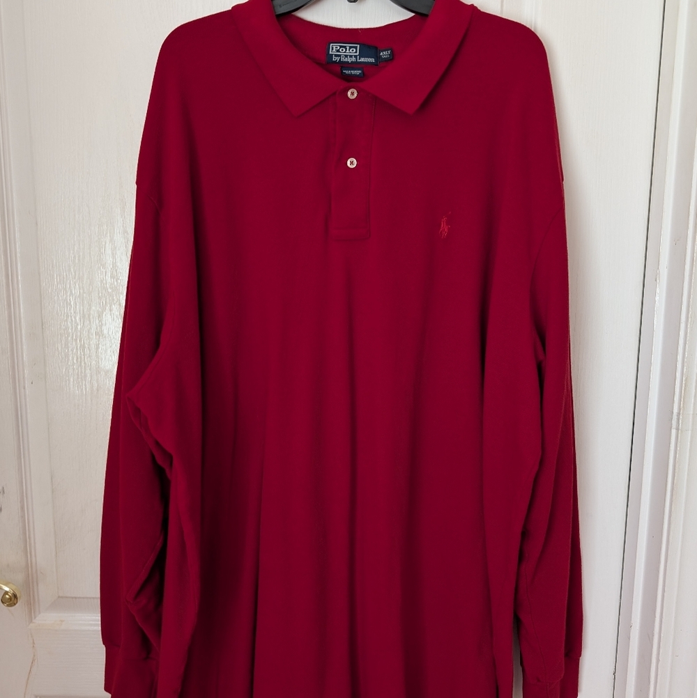 Ralph Lauren Red Long Sleeve Polo Shirt. Big & Tall Size 4 XLT
